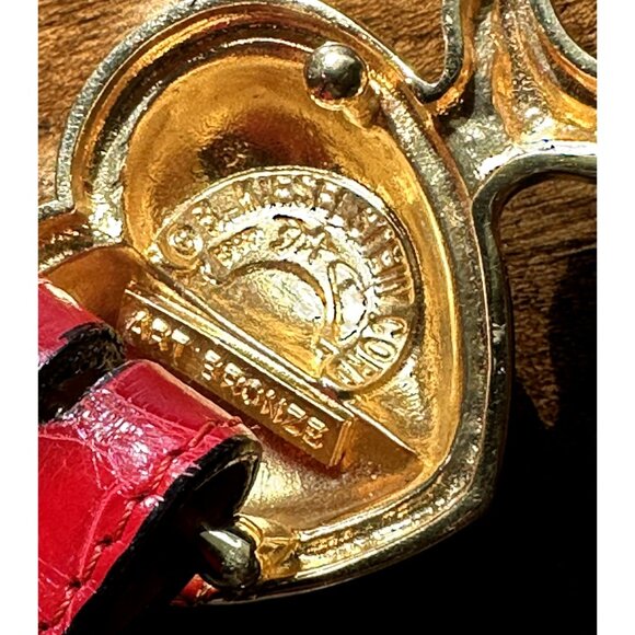 Barry Kieselstein-Cord | Bronze Gold Woven Heart Buckle Red Alligator Belt main image 10